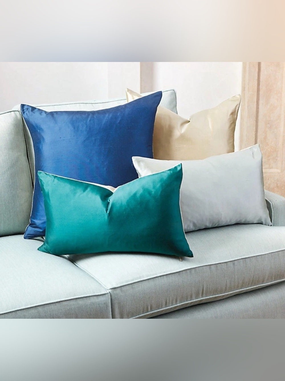 Pair Emerald Green Dupioni Silk Throw Pillow Covers NIP